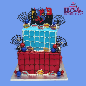 Spiderman 2 Tier Square Cake